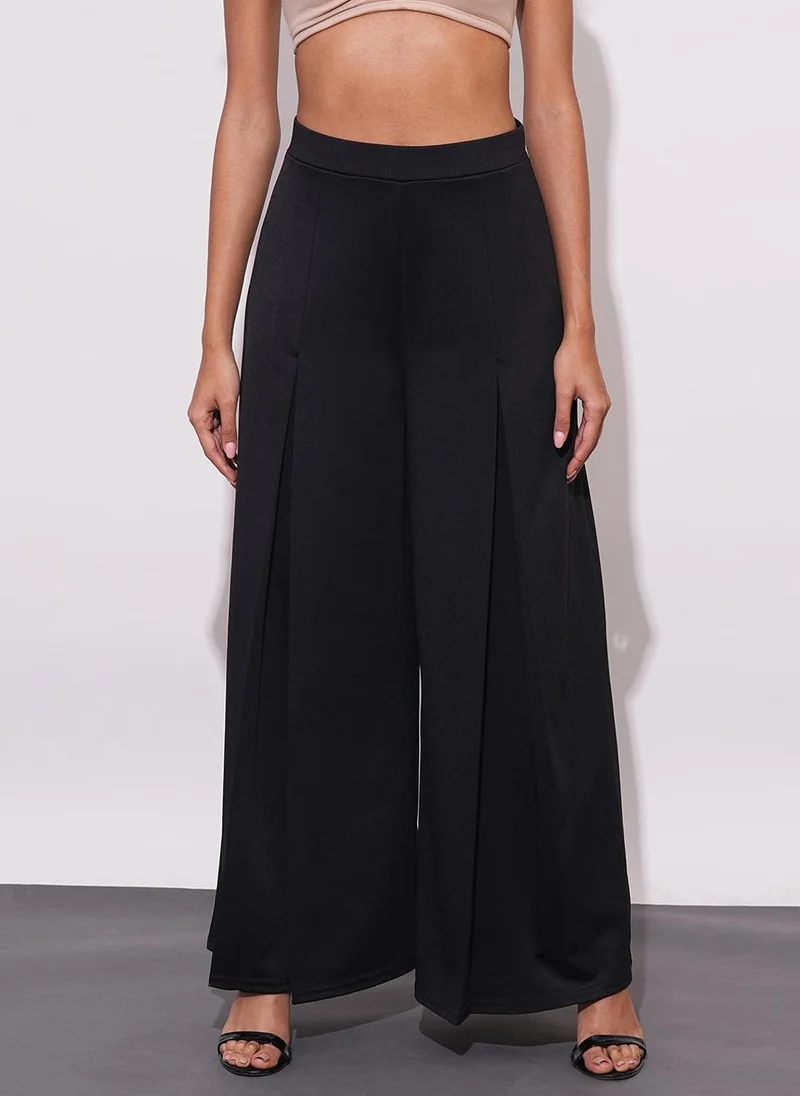 جلو باص جلوبس بنطلون نسائي واسع الساق بقصة مريحة